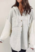 Button Up Contrast Knitted Sleeves Hooded Jacket